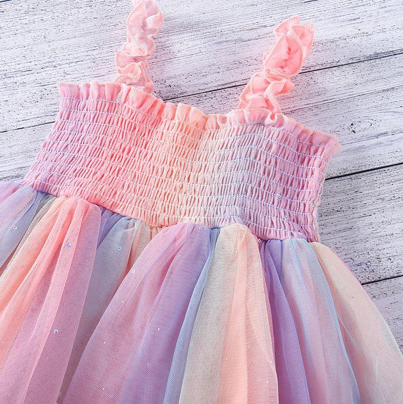 Rainbow Mesh Tutu Dress
