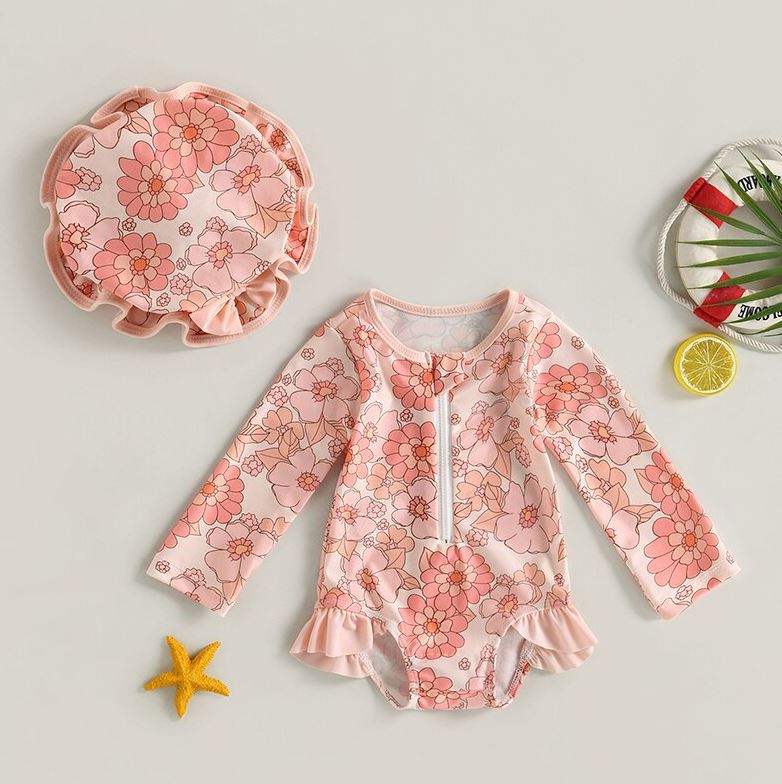 Long Sleeve Summer Fun Swimsuit & Hat