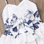 Blue Flower Ruffle Romper