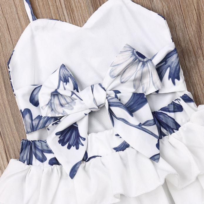 Blue Flower Ruffle Romper