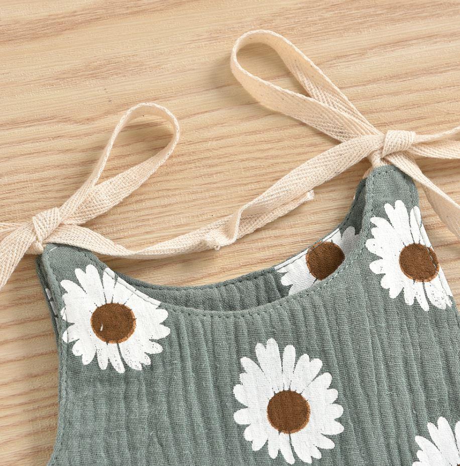 Shoulder Tie Daisy Romper