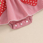 Plaid Strawberry Ruffle Dress & Bow