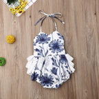 Blue Flower Ruffle Romper
