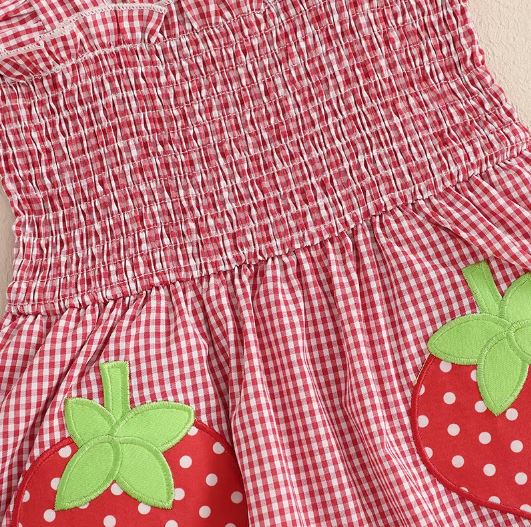 Plaid Strawberry Ruffle Dress & Bow