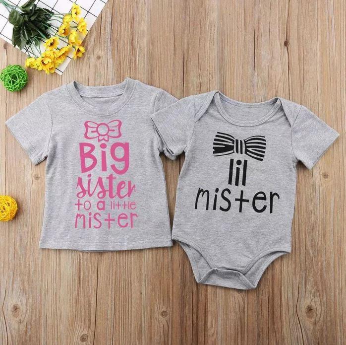 Matching Sibling Big Sister to a Little Mister T-shirt & Onesie