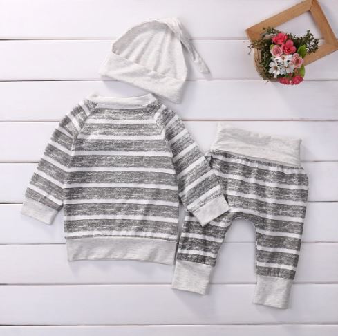 Striped 3 Button 3 Piece Outfit