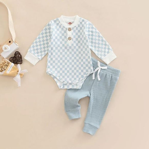 Checkered Onesie with Matching Pants Outfit