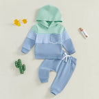 Striped Color Patch Hoodie Outfit