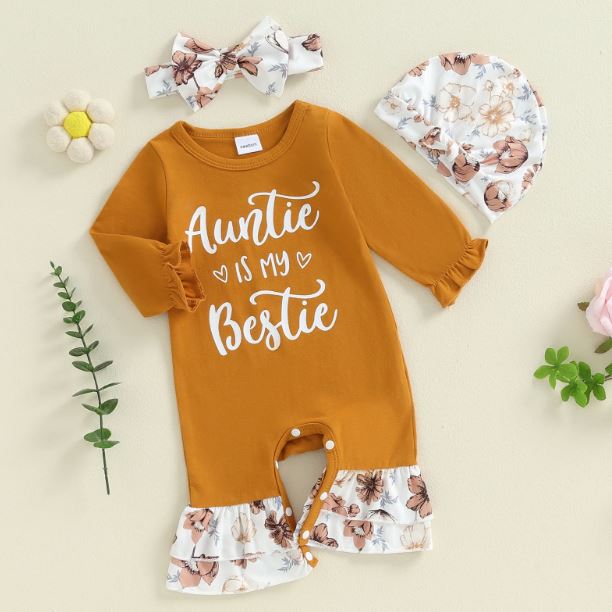 Auntie is My Bestie Floral Romper