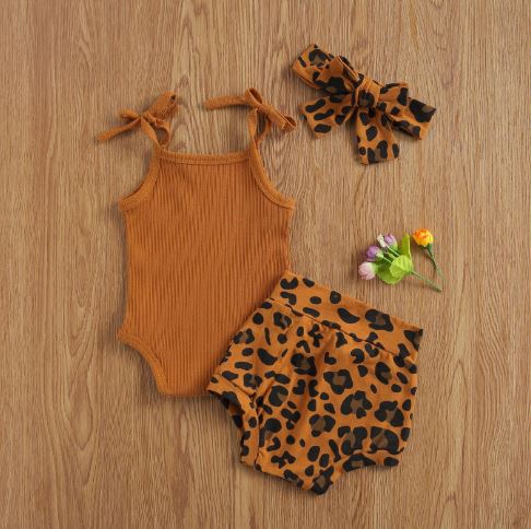 Shoulder Tie Leopard Print Summer Outfit