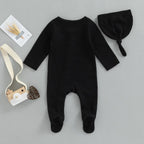 Button Baby Solid Footie Onesie with Hat