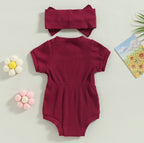 Solid Ribbed Onesie & Headband