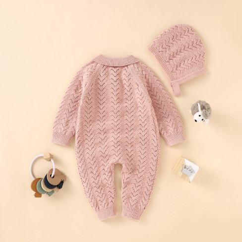 Knitted Romper with Bonnet
