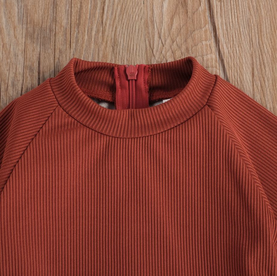 Solid Long Sleeve Swimsuit