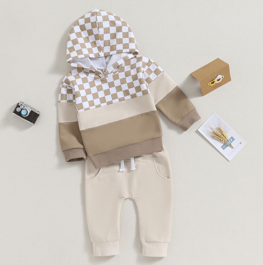 Checkered Hoodie & Pants Outfit