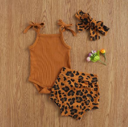 Shoulder Tie Leopard Print Summer Outfit