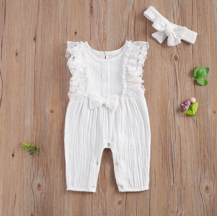 Ruffled Lace Romper with Bow