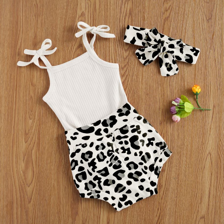 Shoulder Tie Leopard Print Summer Outfit