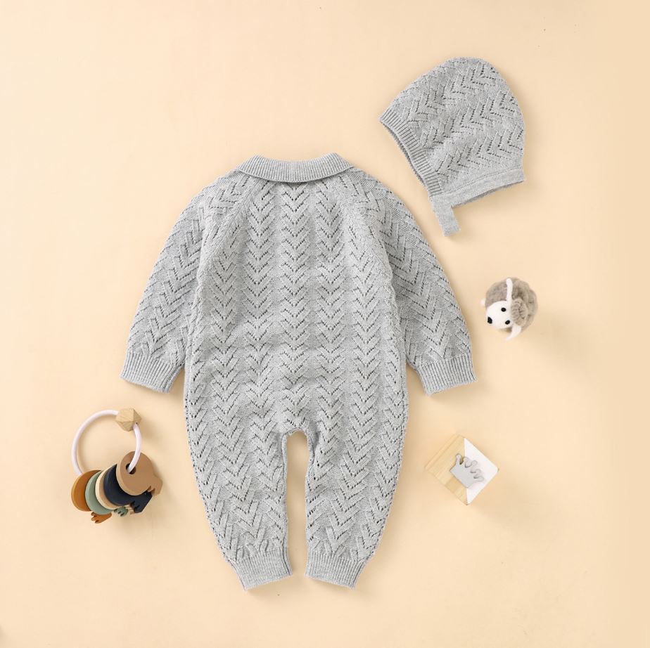 Knitted Romper with Bonnet