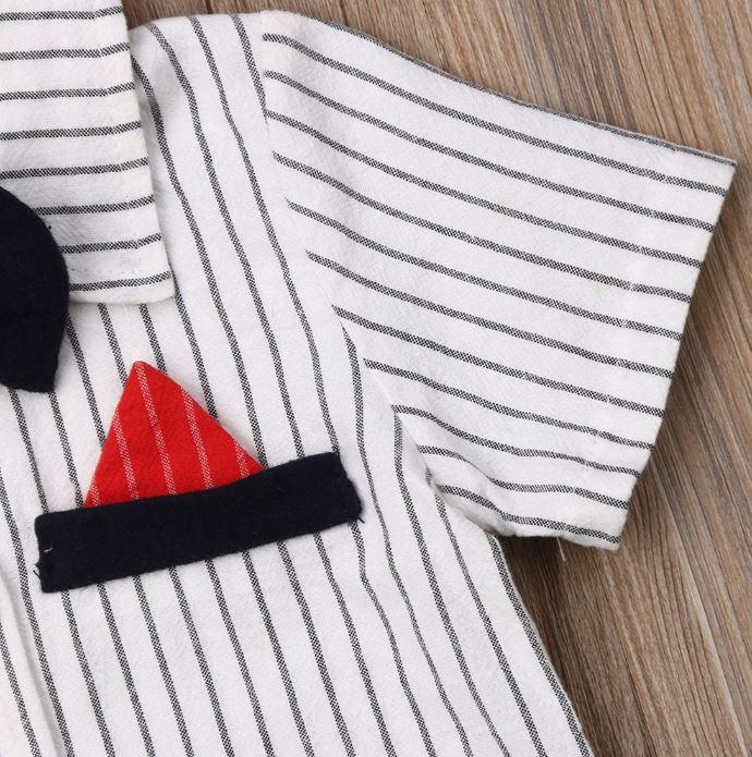 Striped Formal Bow Tie Romper