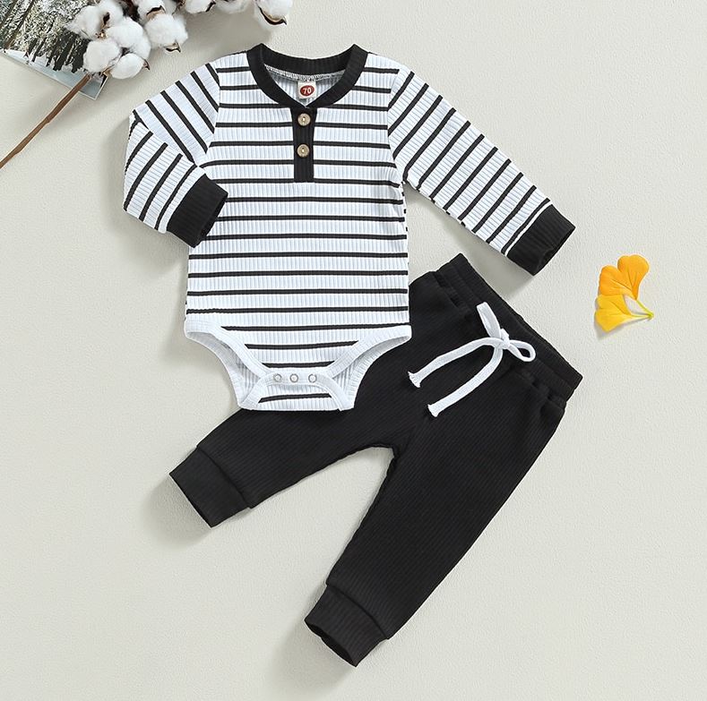 Ribbed Striped Onesie & Pants