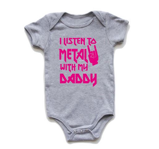 I Listen to Metal with My Daddy or Mommy Onesie (Multiple Colors)