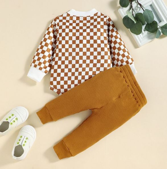Checkered Onesie with Matching Pants Outfit