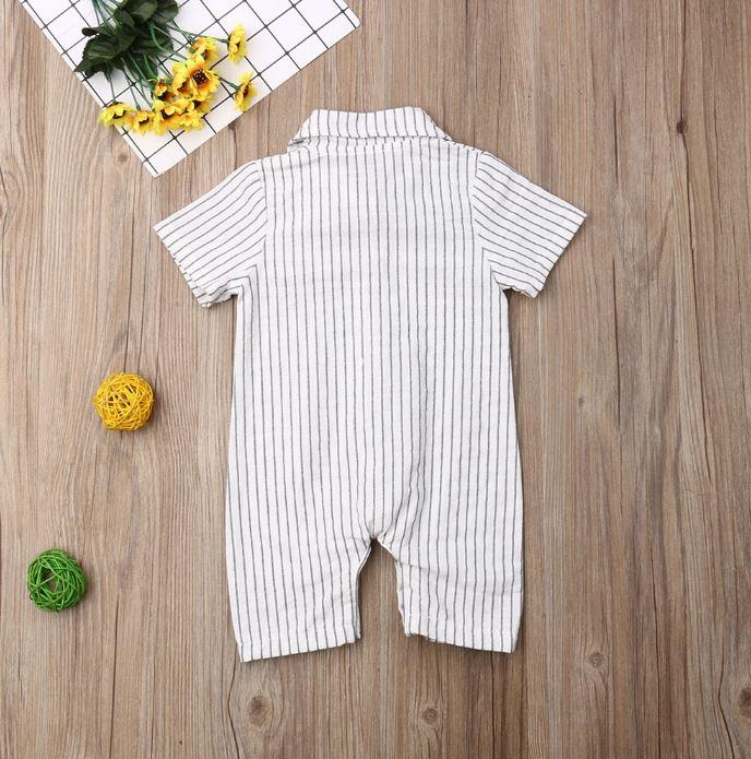 Striped Formal Bow Tie Romper