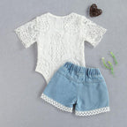 Sweet Lace Romper & Denim Shorts