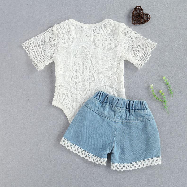 Sweet Lace Romper & Denim Shorts