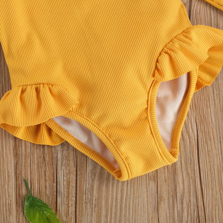Solid Long Sleeve Swimsuit