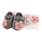 Flower Shoes & Bow Headband Set (6 Colors)