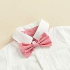 Gentleman Bow Tie Romper with Overalls Shorts