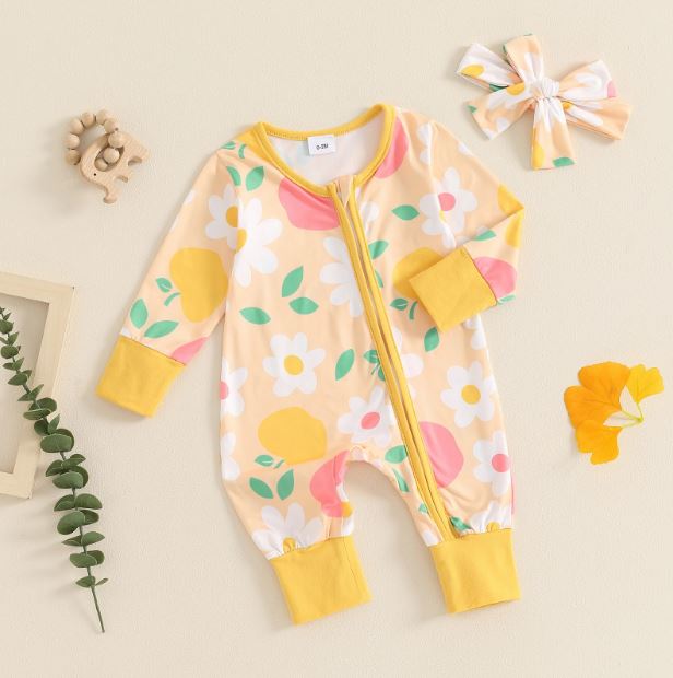 Floral Apple Onesie & Bow