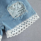 Sweet Lace Romper & Denim Shorts