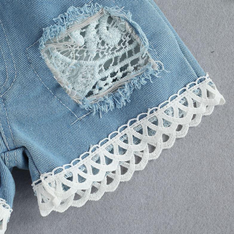 Sweet Lace Romper & Denim Shorts