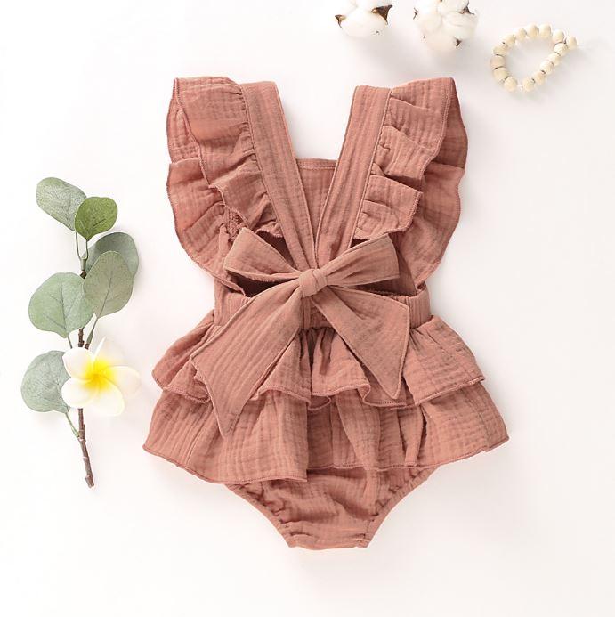 Ruffle Hem Bow Romper