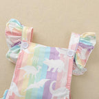 Rainbow Striped Dinosaur Romper
