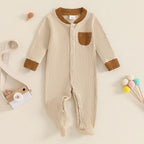 Ribbed Pocket Footie Onesie