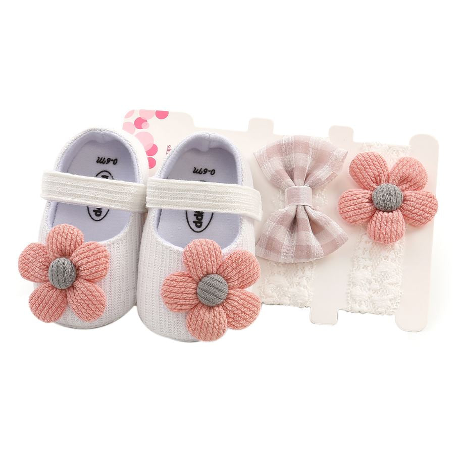 Flower Shoes & Bow Headband Set (6 Colors)