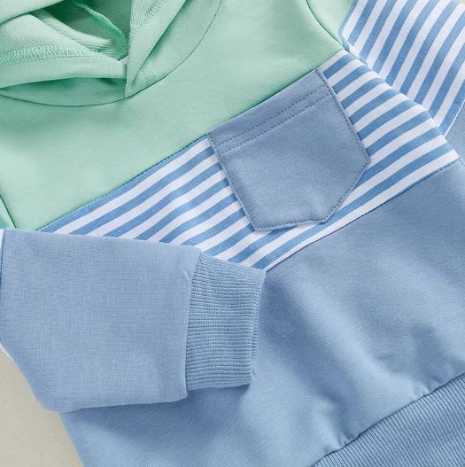 Striped Color Patch Hoodie Outfit