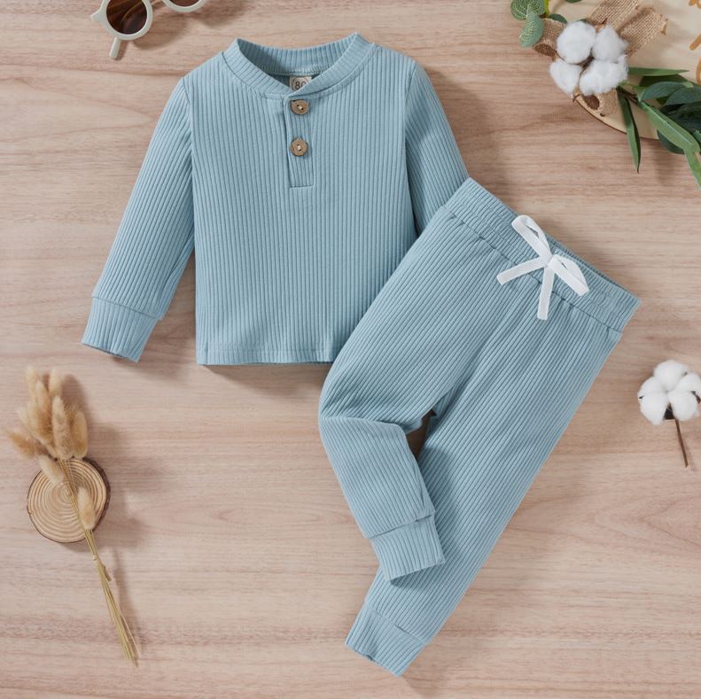 Ribbed Solid Jogger Set