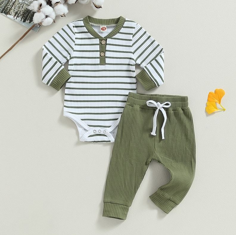Ribbed Striped Onesie & Pants