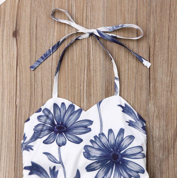 Blue Flower Ruffle Romper