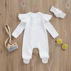 Solid Ribbed Footie Onesie with Bow