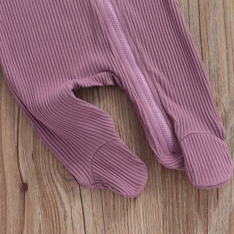 Solid Ribbed Footie Onesie with Bow