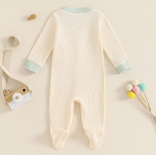 Ribbed Pocket Footie Onesie