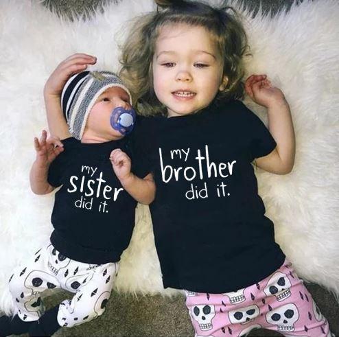 Matching Sibling My Brother or Sister Did It Onesie & T-shirt