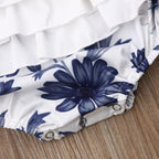 Blue Flower Ruffle Romper