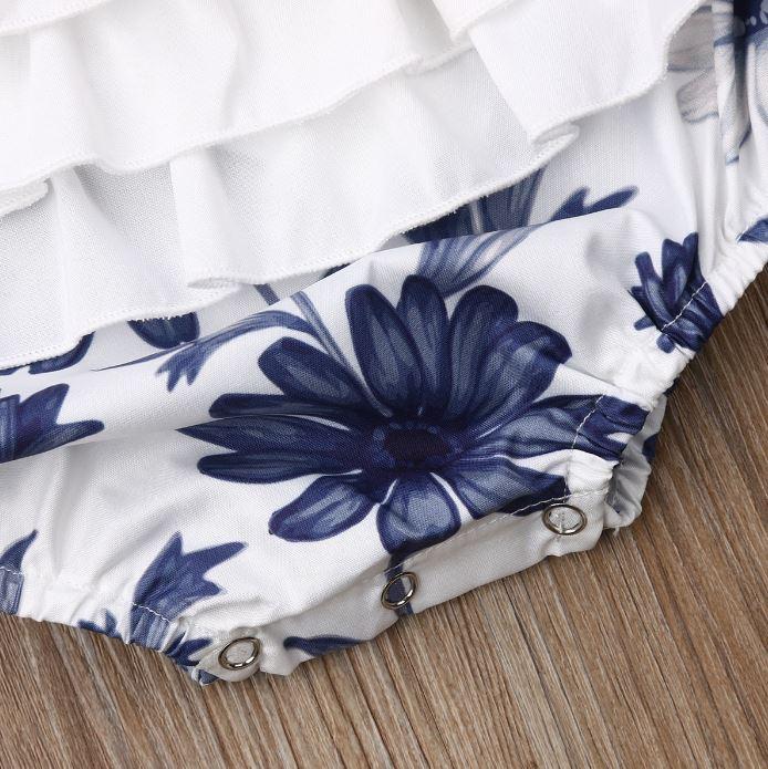 Blue Flower Ruffle Romper
